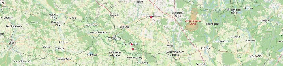 Karte: Unterrichtsstandorte — Prignitz