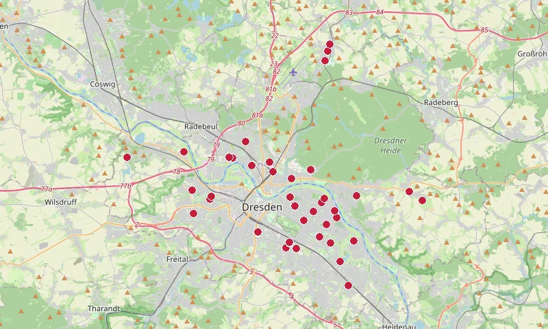 Karte: Unterrichtsstandorte in Dresden