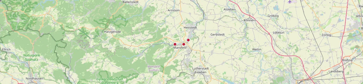 Karte: Unterrichtsstandorte — Mansfeld