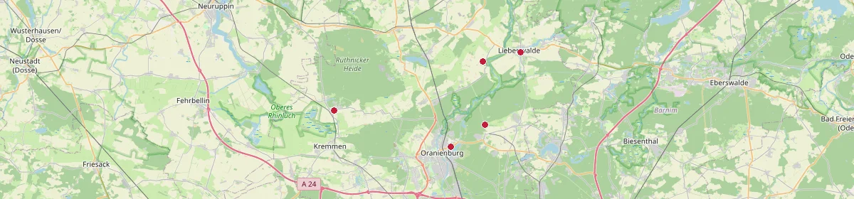 Karte: Unterrichtsstandorte — Oberhavel