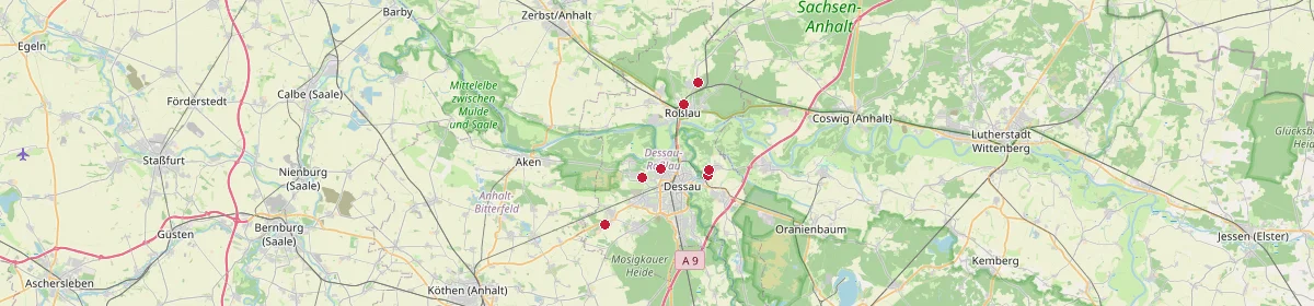 Karte: Unterrichtsstandorte — Dessau-Roßlau, Stadt