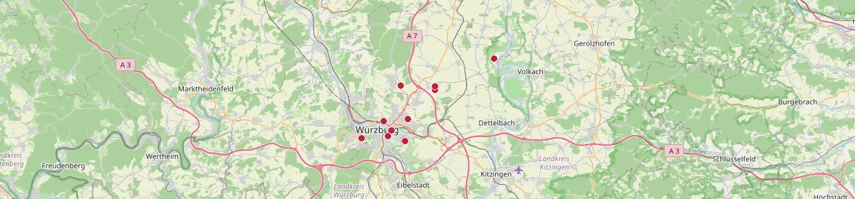 Karte: Unterrichtsstandorte — Würzburg