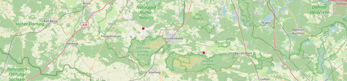 Karte: Unterrichtsstandorte — Nuthe-Urstromtal