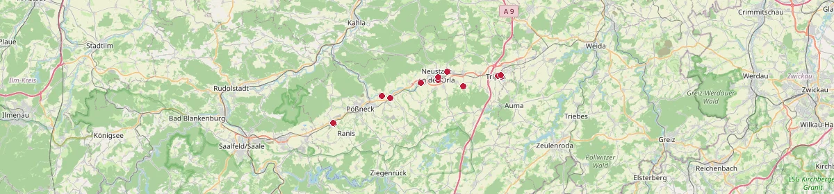 Karte: Unterrichtsstandorte — Saale-Orla-Kreis