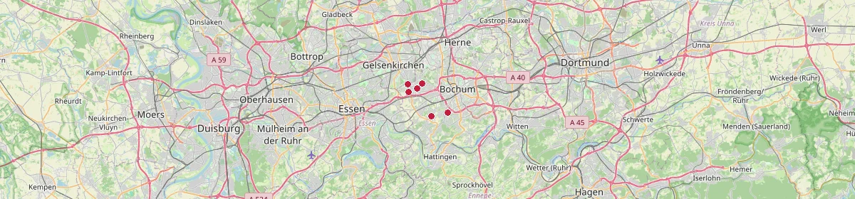 Karte: Unterrichtsstandorte — Bochum, Stadt