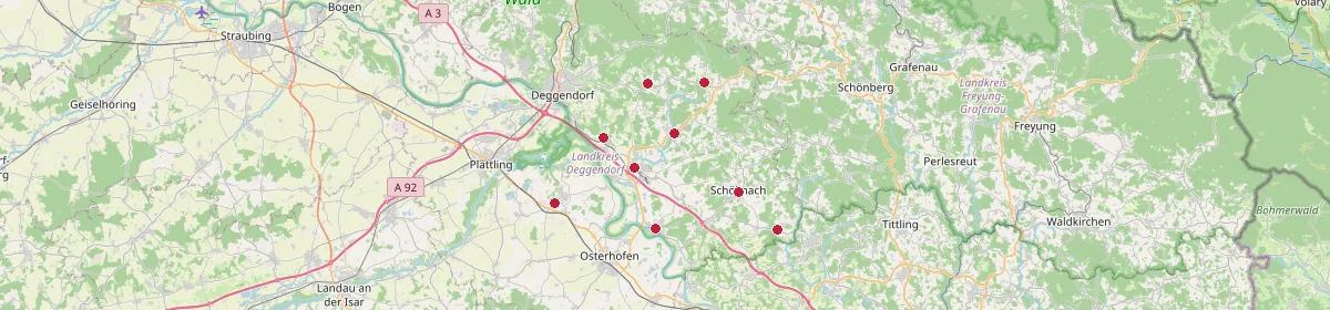 Karte: Unterrichtsstandorte — Deggendorf