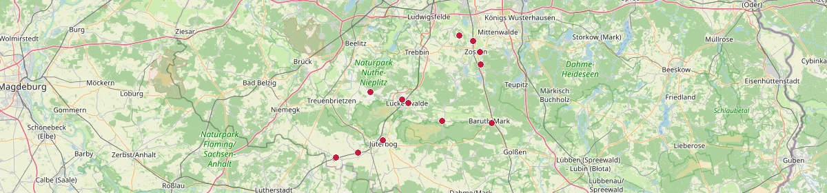 Karte: Unterrichtsstandorte — Teltow-Fläming