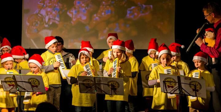 Schon nach wenigen Wochen können die kleinen Musiker an Auftritten und Konzerten teilnehmen. Im September 2014 begonnen und Weihnachten schon beim Konzert dabei!