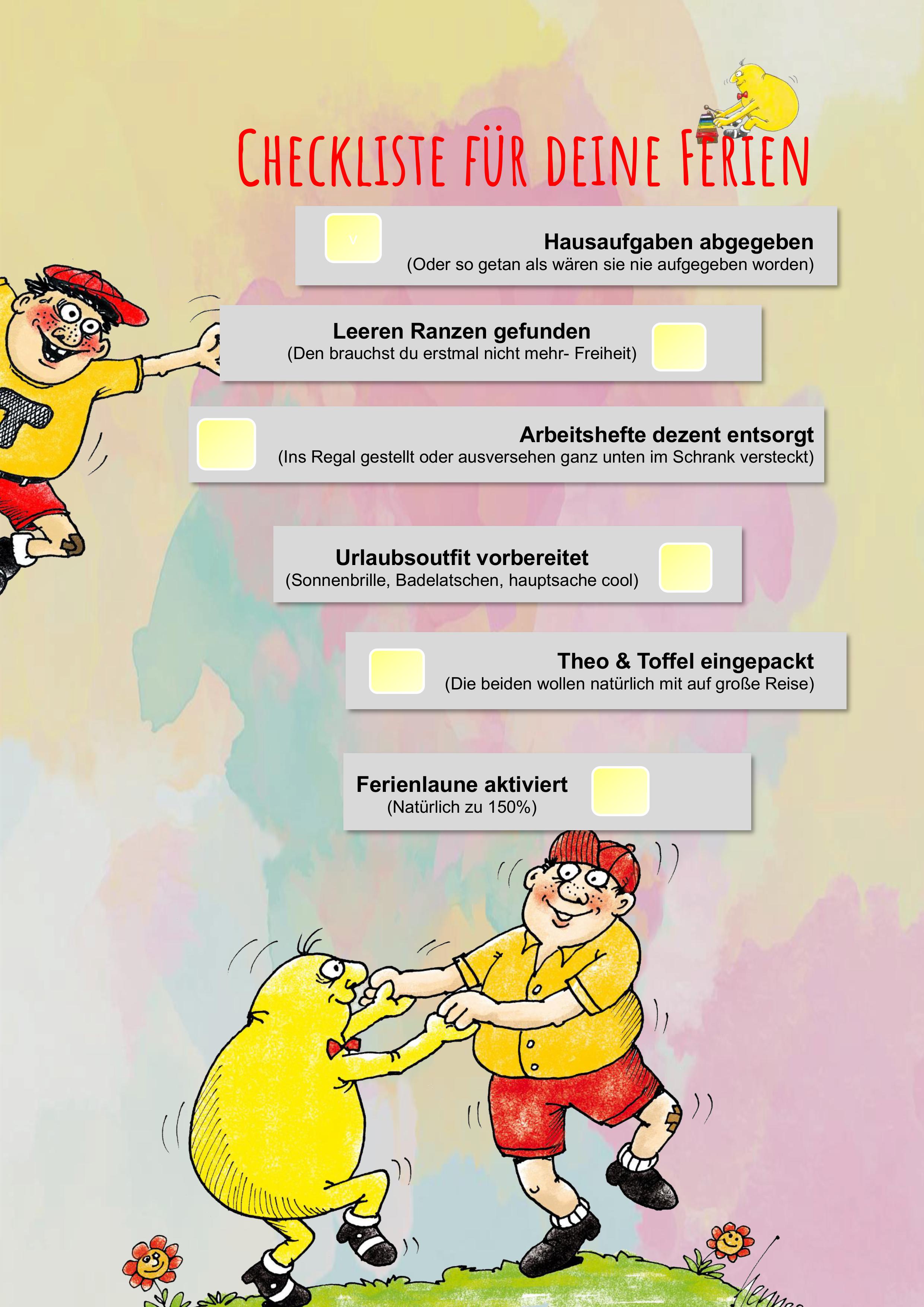 Checkliste für die Ferien