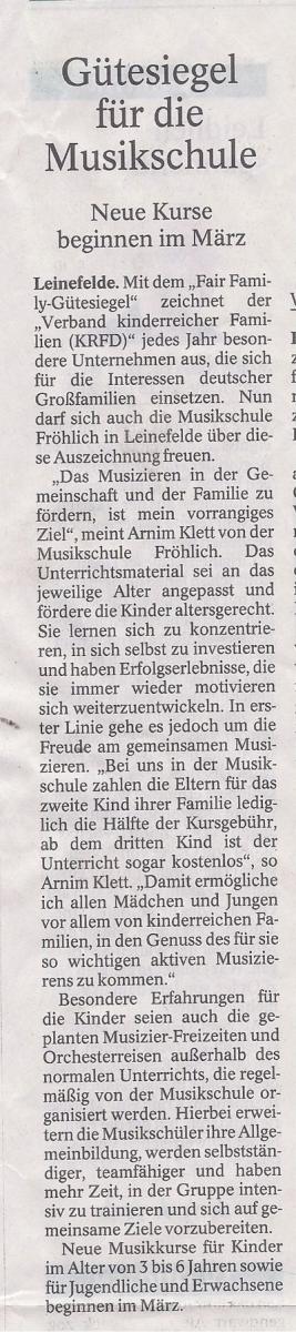 Gütesiegel für die Musikschule